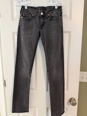 True Religion Stevie Straight Leg Jeans in Charcoal Gray